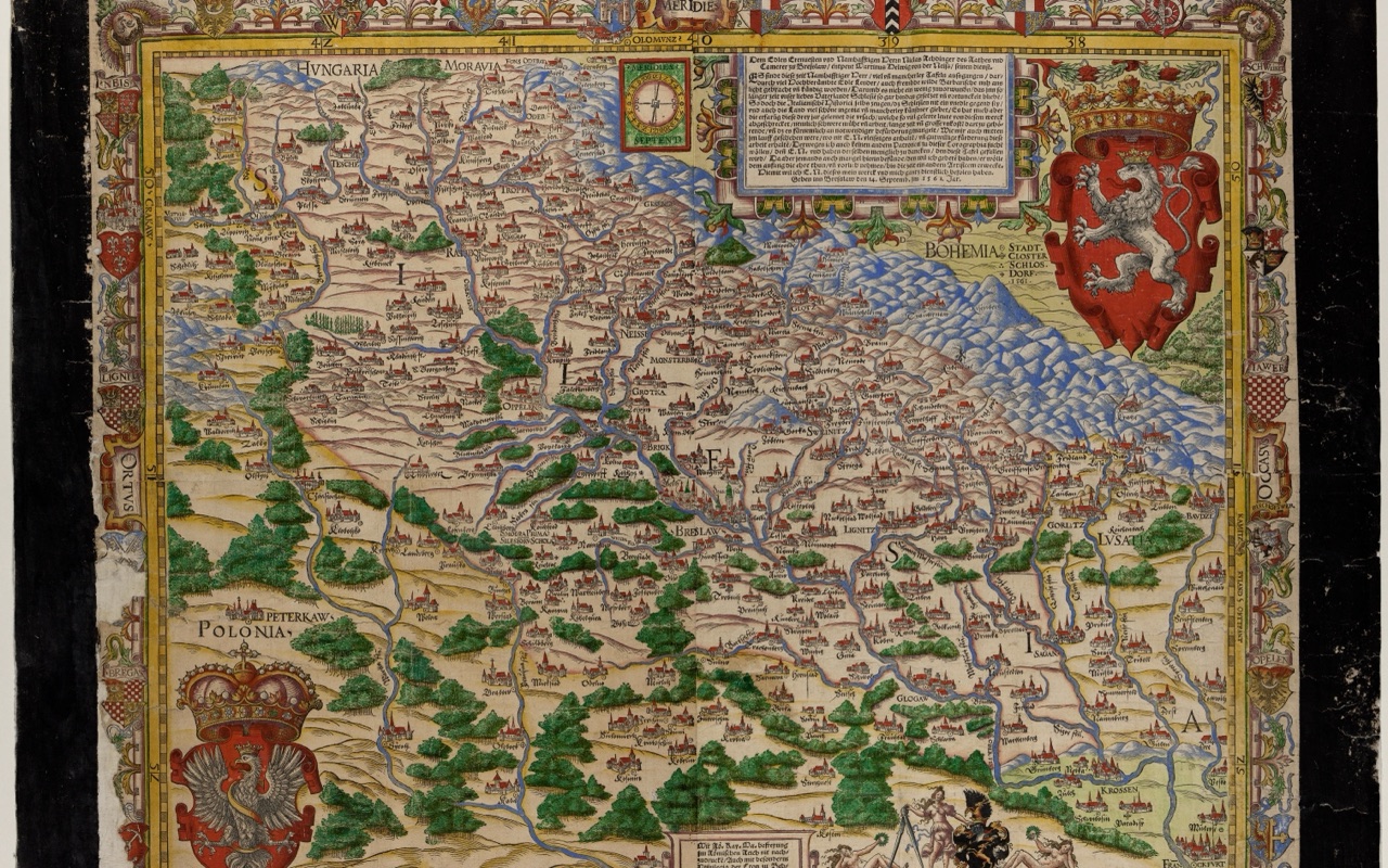Kolorowana mapa Śląska Martina Helwiga z 1561 roku
